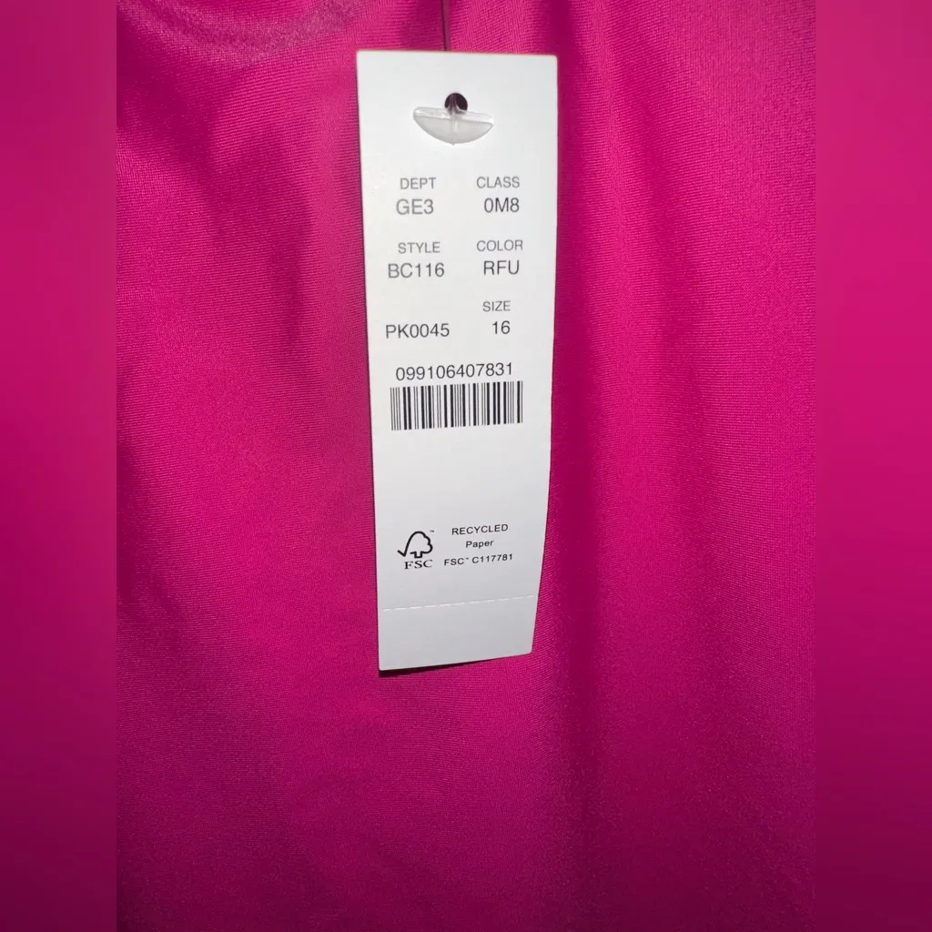 J Crew SwimSuit‎ Women’s Size 16 Pink Fuchsia Ruched One-Piece V Neck Beach NWT - Image 6