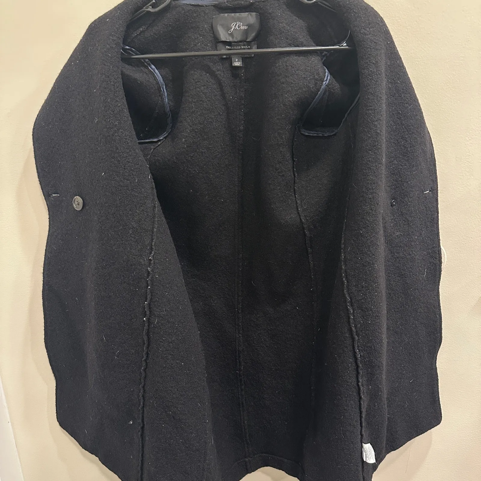 J. Crew Black Daphne Italian Boiled Wool Top Coat Sz 2 Old Money Preppy Heritage - Image 5