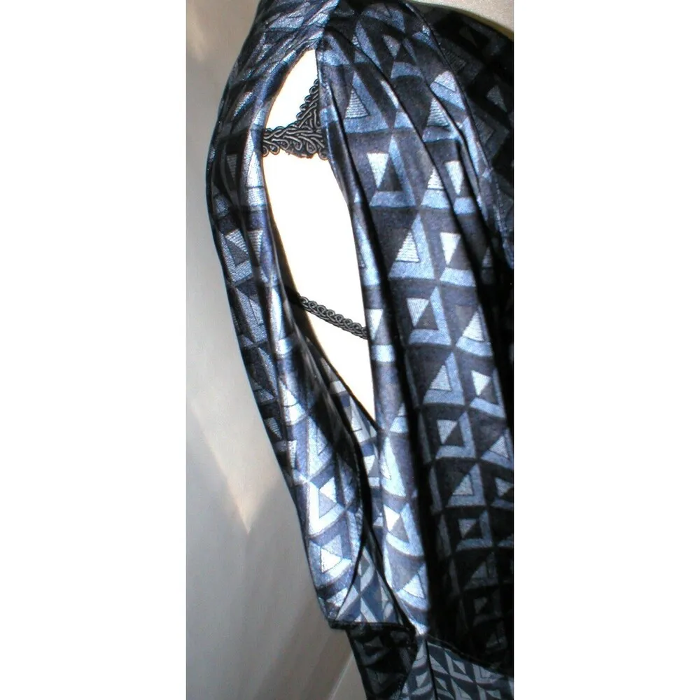 NWT W Worth NY Womens P XS Top Designer New York Blouse Silk Navy Blue Flowy Dia - Image 7