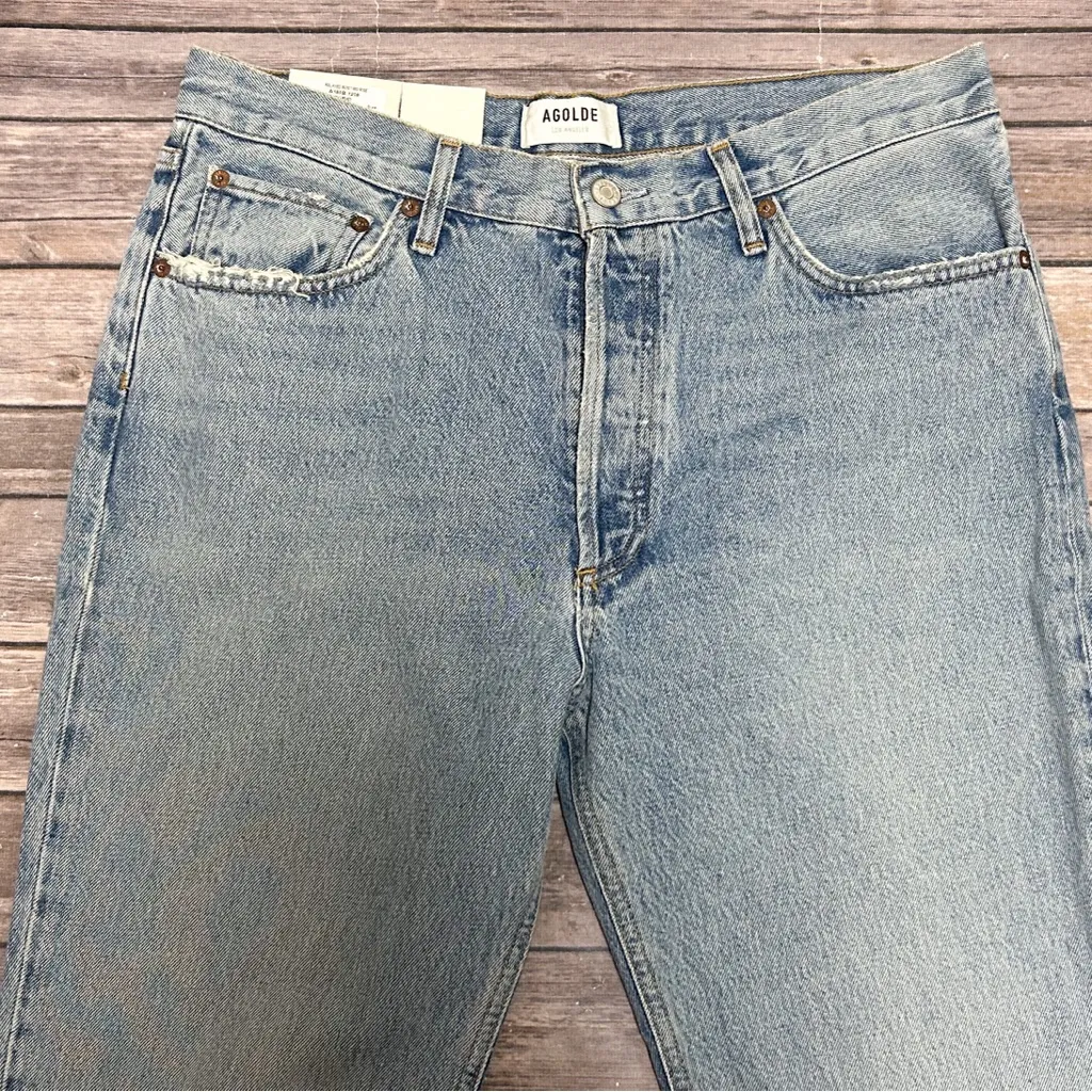 Agolde Curio Light Wash Mid Rise Relaxed Boot Cut Off Distressed Jeans 30 NWT - Image 3