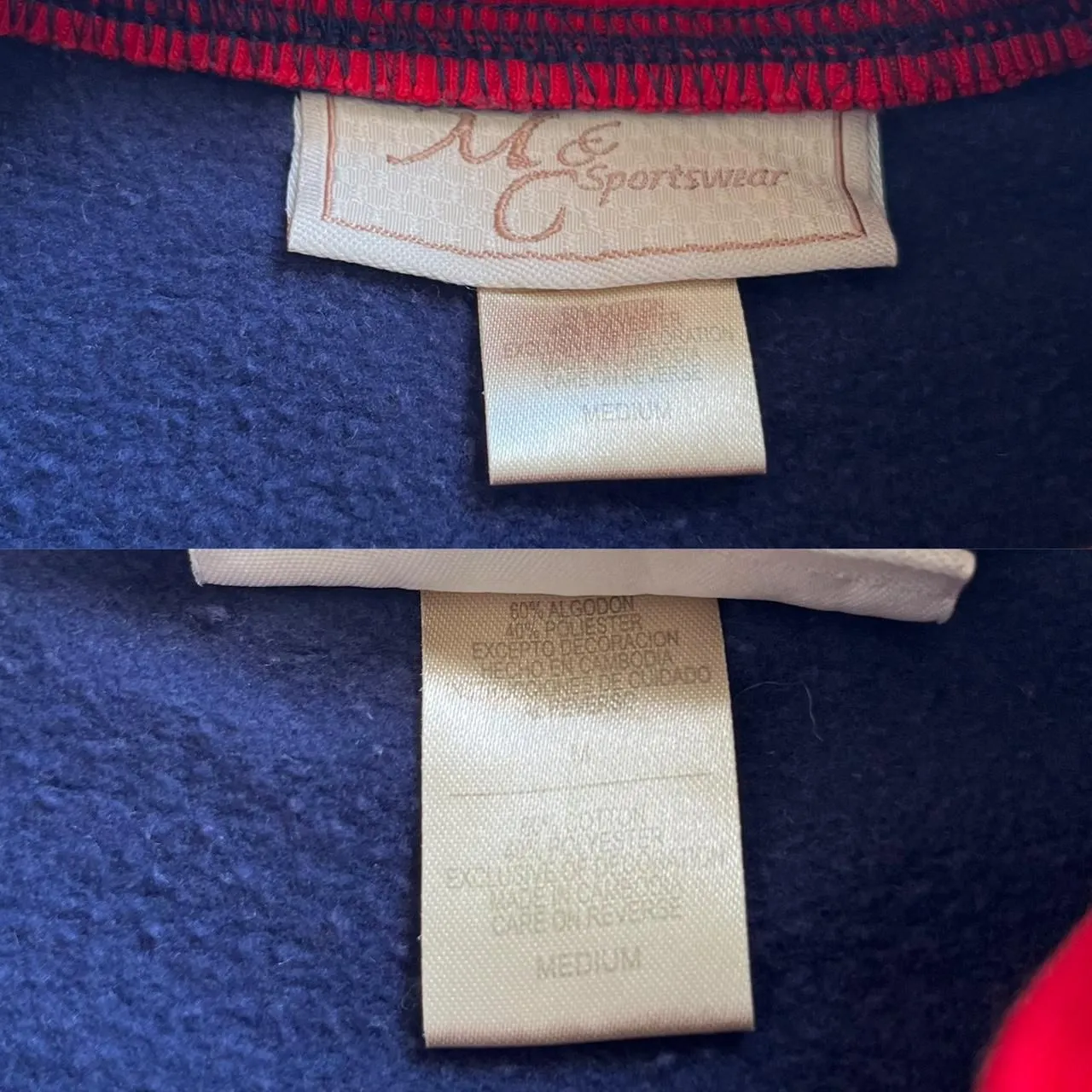 Vintage 90s M&C Sportswear navy & red embroidered crewneck sweatshirt sz medium Blue - Image 5