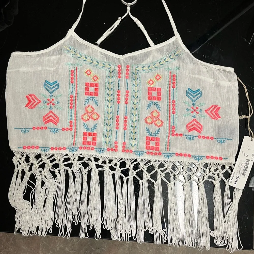 NWT Ocean Drive Embroidered FringeTank Top - Image 2