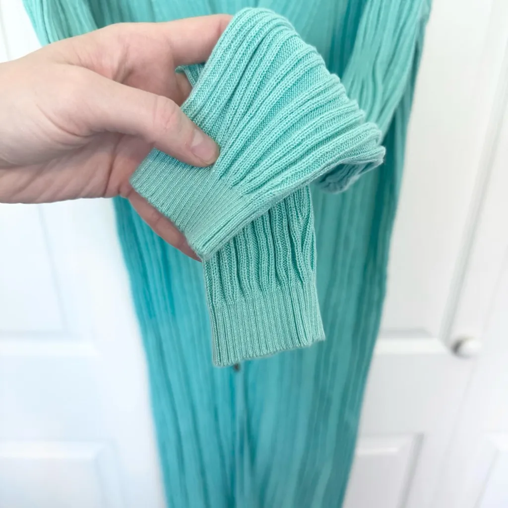 NWOT FREE PEOPLE Elegant Turquoise Button-Down Long Sweater Dress MEDIUM - Image 6