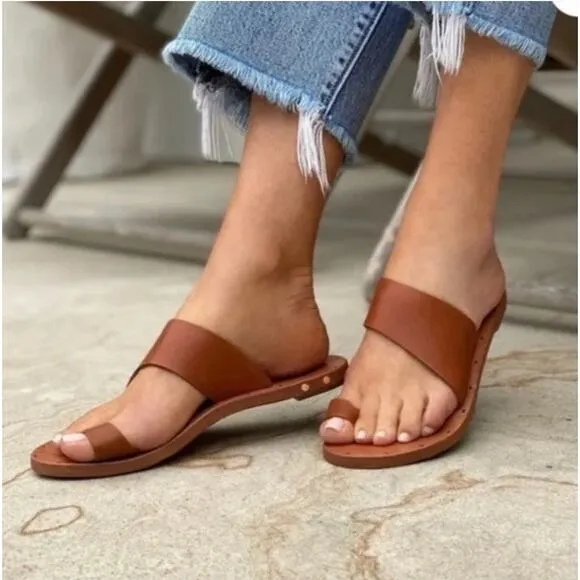 Beek Finch Handmade Leather Sandals‎ with Toe Ring Size 6 Brown - Image 2