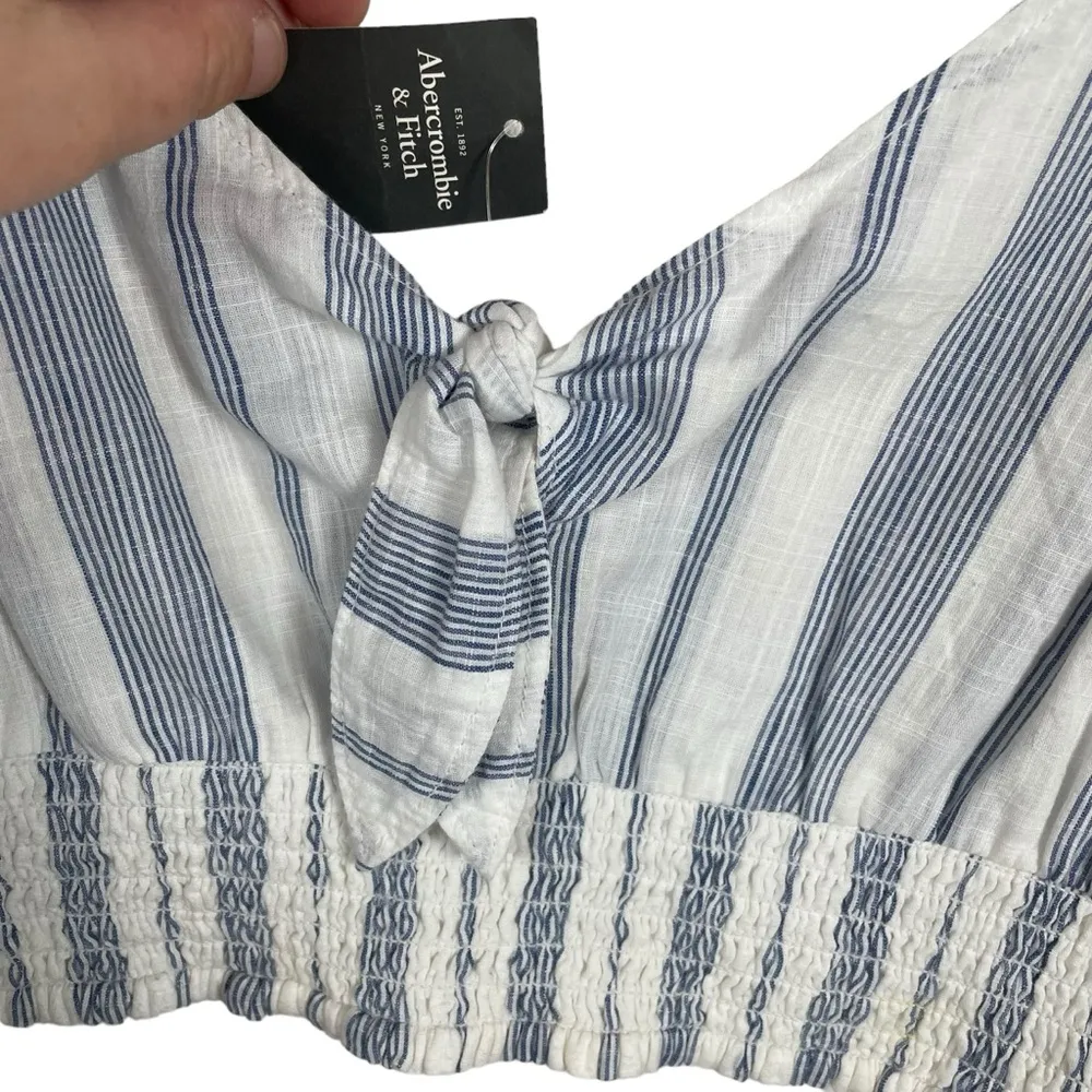 NWT Abercrombie & Fitch Striped Bow Front Crop Top in Blue/White Size XS - Image 7