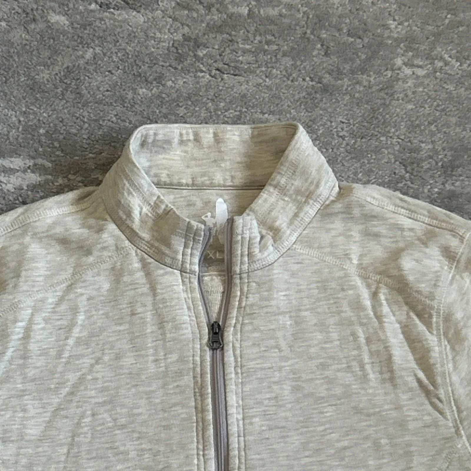 Johnnie O Kennedy 1/2 Zip Pullover Shirt Womens XL Oatmeal Beige Logo Branded - Image 2