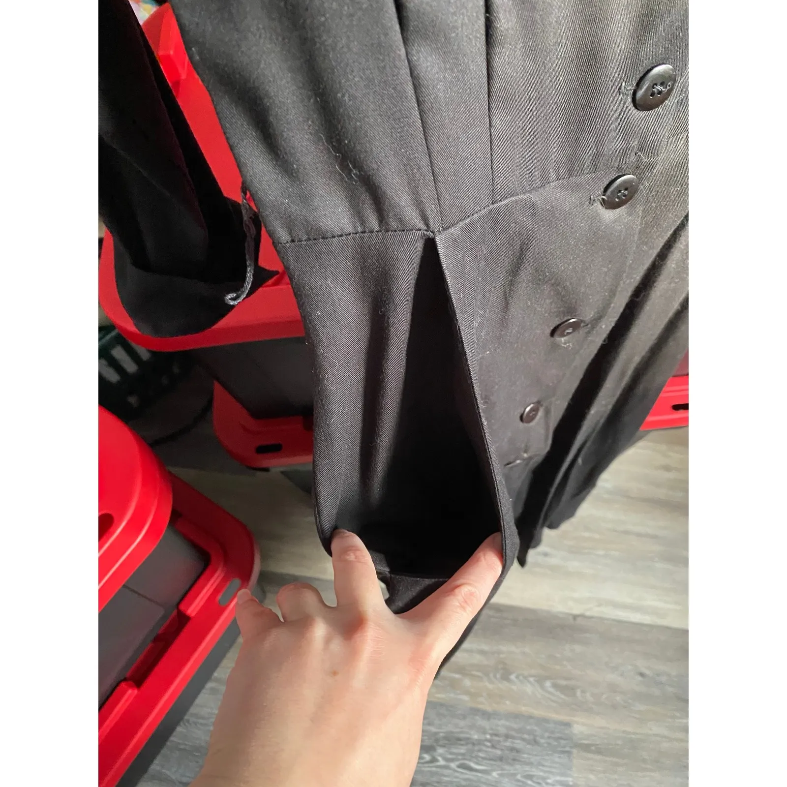 Vintage 1980s STUDIO 1 Black Button Midi Trench Dress Gothic Alt Artsy Whimsy Size L - Image 5