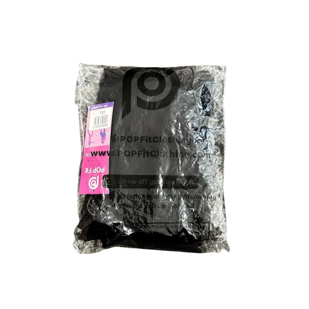 Pop Fit Clothing Side Pocket Color Accent Leggings in Black, Size 4XL​​ Black - Image 3