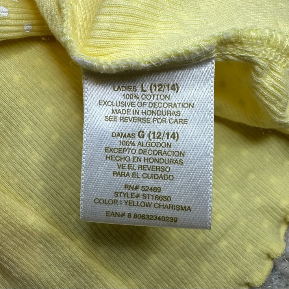 Secret Treasures Sleepwear Mini Dress. Size: Large. Yellow and white Polka Dots. - Image 6