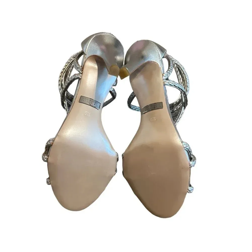 Badgley Mischka Evoke Dress Sandal High Heel Silver Metallic Size 6.5 Women's - Image 14