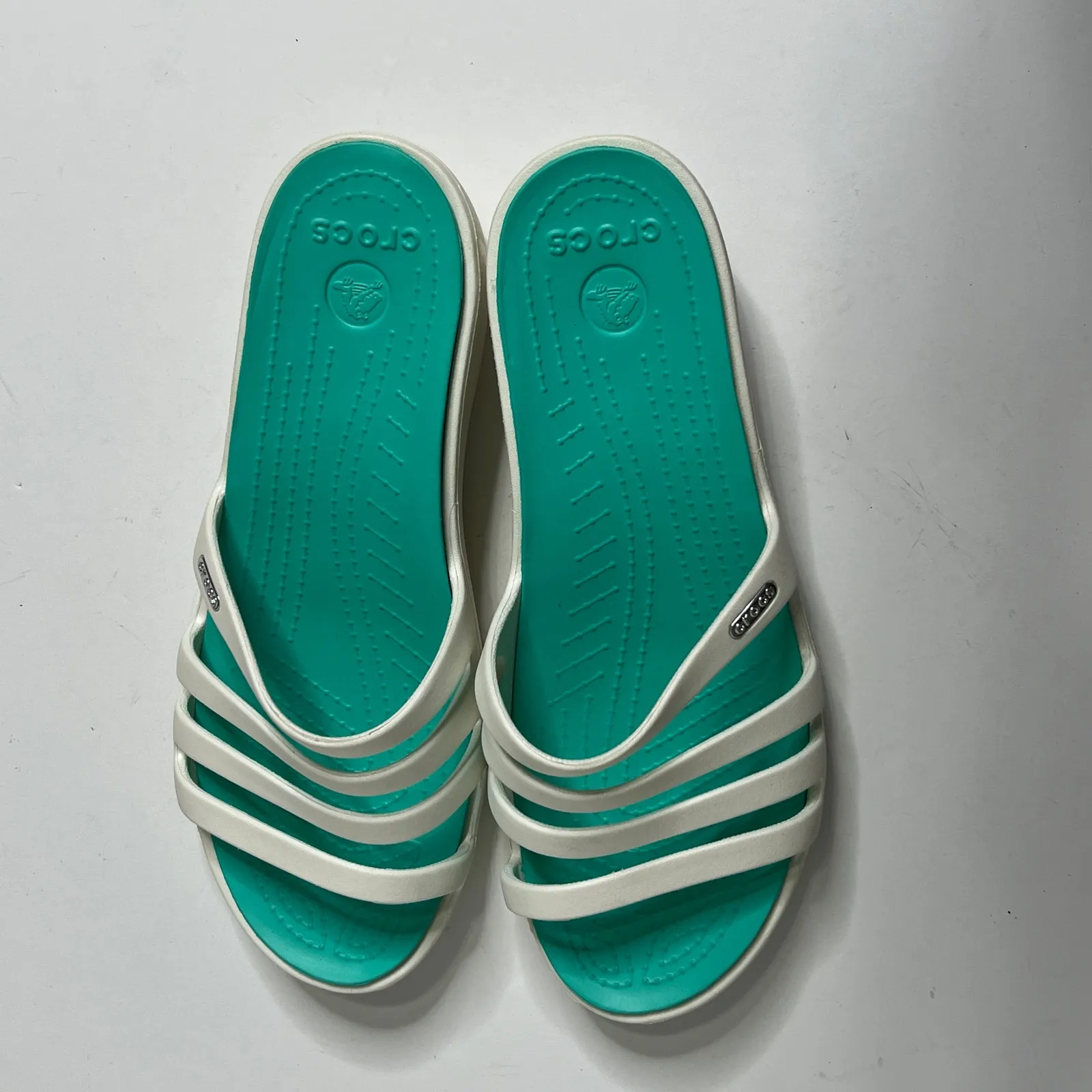 Crocs Rhonda Wedge Sandals White Shoe Size 11 - Image 8