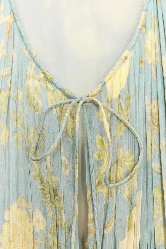 Zara Blue Floral Maxi Dress bohemian boho floral printed flowy  - Image 9