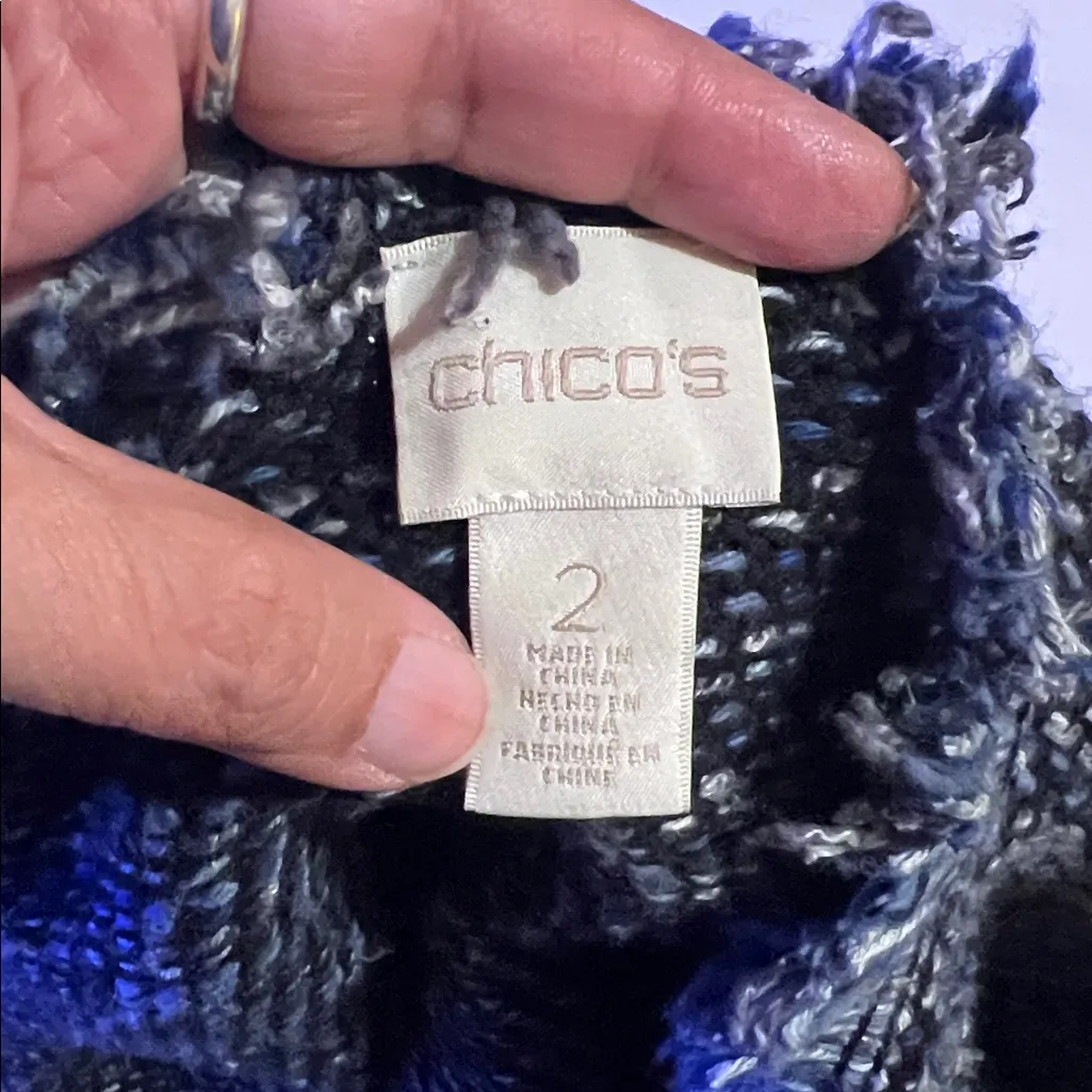 Chicos boho chic tweed jacket with fringe size 2 - Image 7