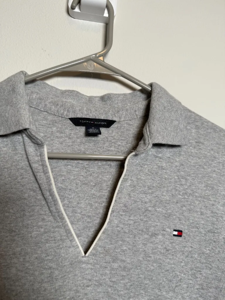 Solid Gray Polo Dress-Knee Length  - Image 2