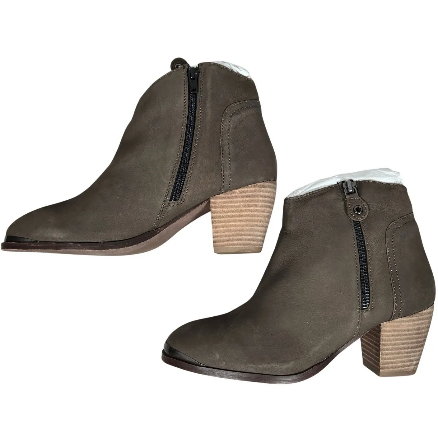 Diba Womens Taupe Sequoia‎ Suede Leather Block Stack Heel Booties 8.5 Brown - Image 4