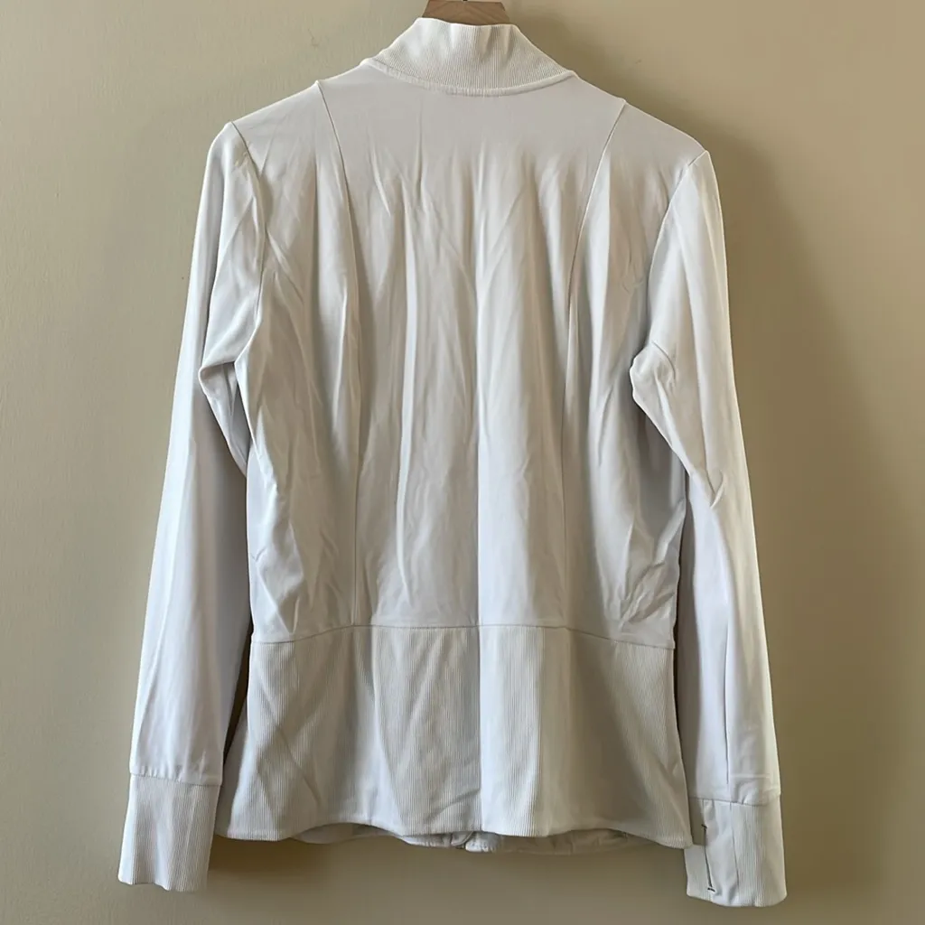 ATHLETA Shanti Salutation Jacket in Powervita Zippered Fitted in White Size L - Image 3