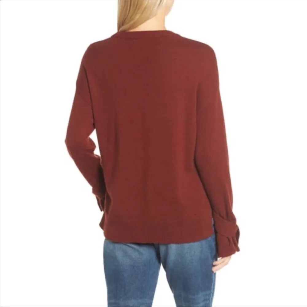 Madewell Tie-Cuff Pullover Sweater In Rust Red - Image 4
