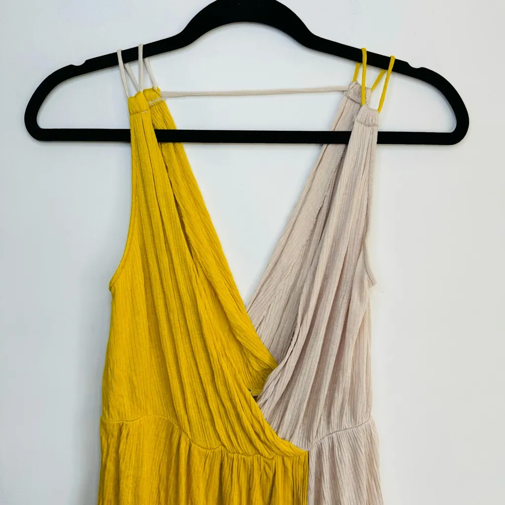 Free People Last Night Colorblock Tank‎ in Gold Boho Femme Plunging Neckline XS - Image 4