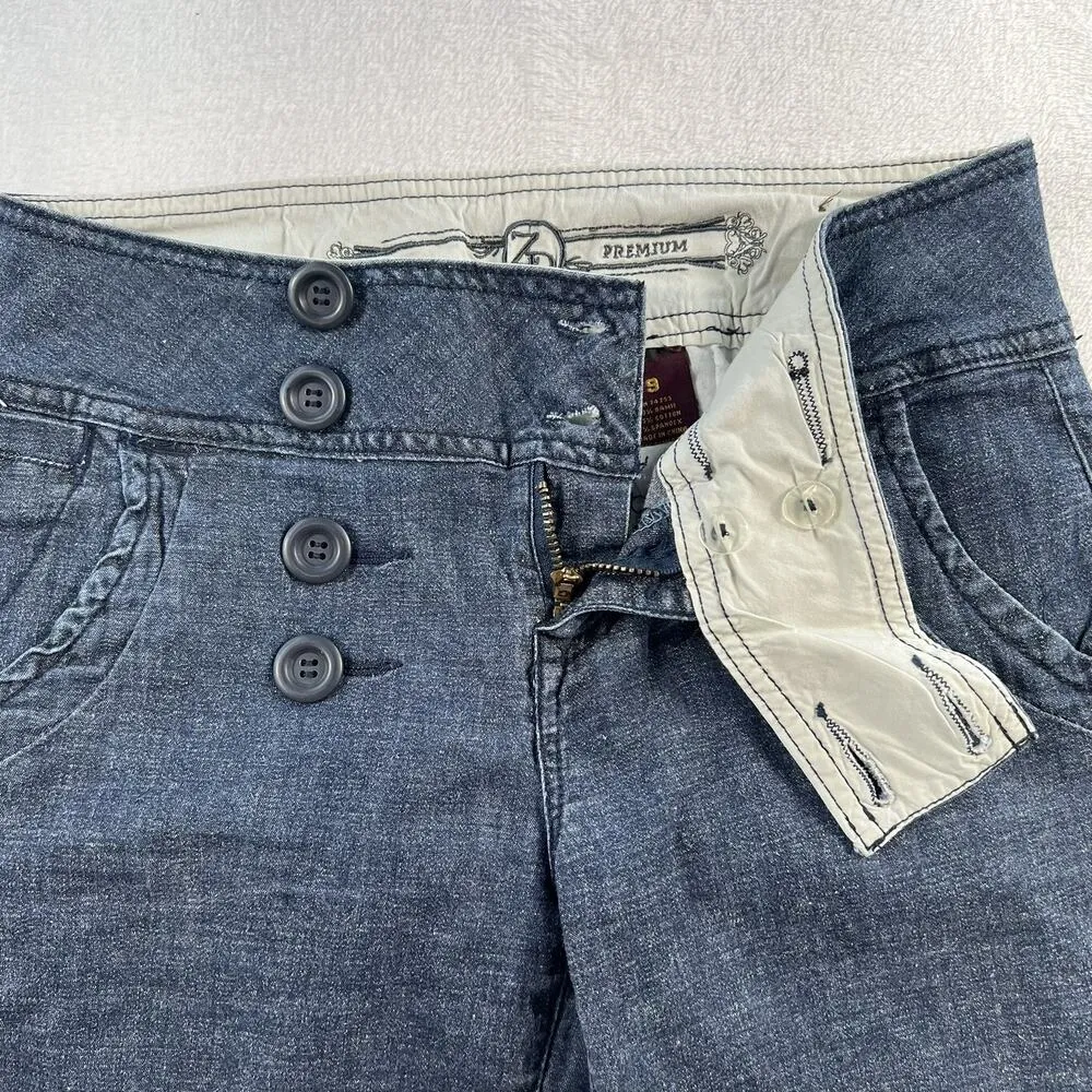 Y2K Zana Di Jrs 9 Bermuda Shorts Low Rise Blue Denim Sailor Long Street Grunge - Image 5