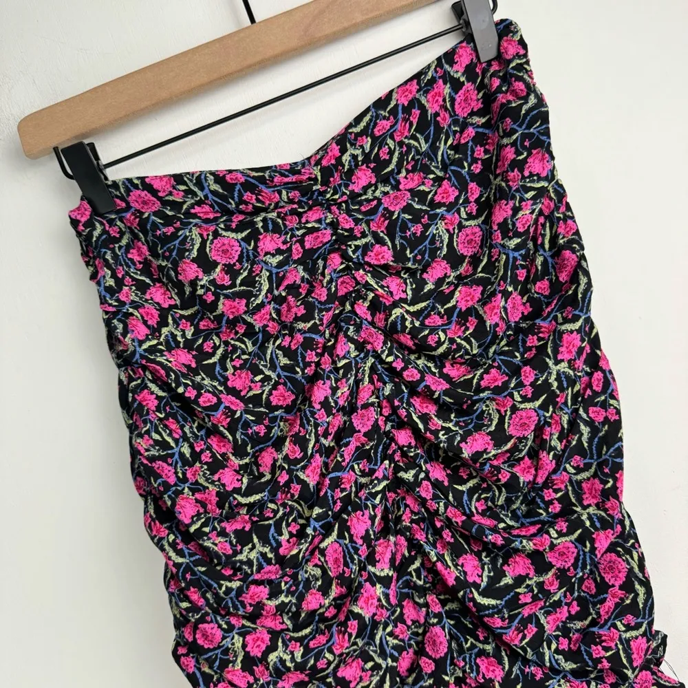 NWT ZARA Floral Ruched Mini Skirt Sz Medium Viscose Ruffle Flounce Tulip Hem - Image 11