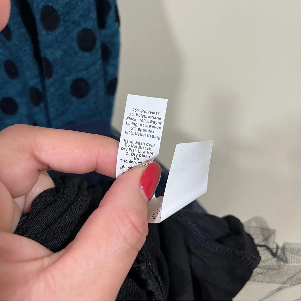 NWT Anthropologie Weston Wear Sasonger Polka Dot Tulle Navy/Teal Fit & Flare 6 - Image 6