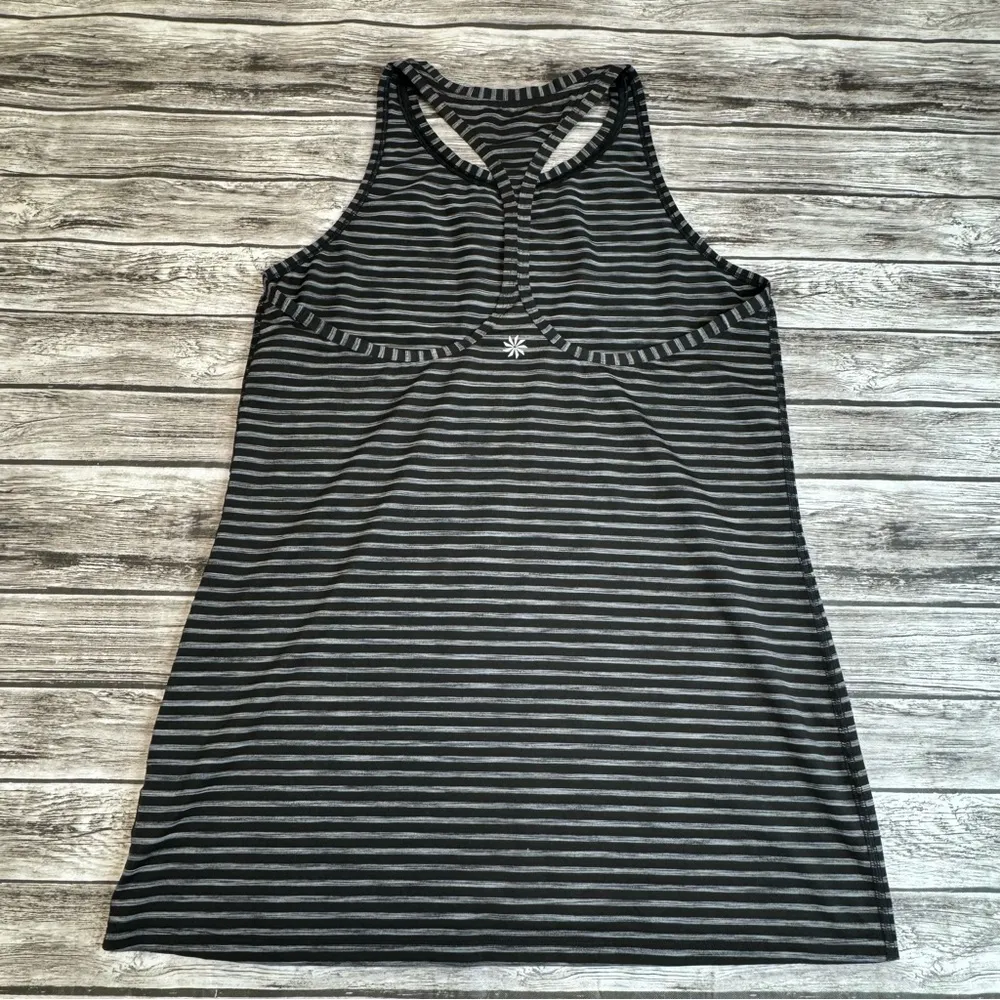 Athleta Women's Striped Racerback Athletic Tank Top Black White Gray S SM Small - Image 4