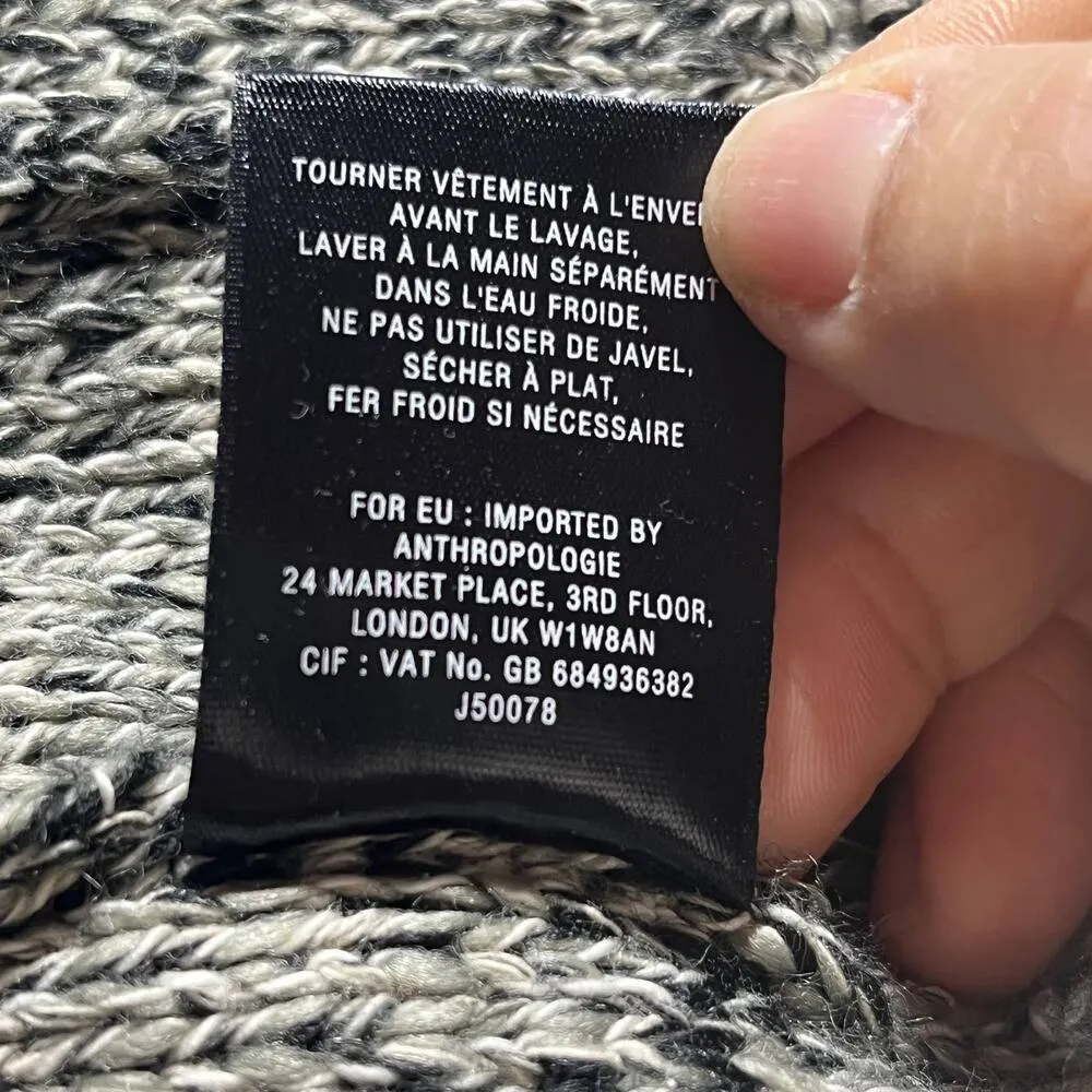 Anthropologie Angel of the North Womens Frayed Black Marled Sweater Blazer Small - Image 5