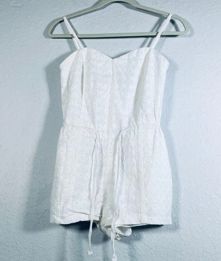 Jack by BB Dakota O'Hara Womens Waist Tie Embroidered Romper White Sz 0 Coquette - Image 9