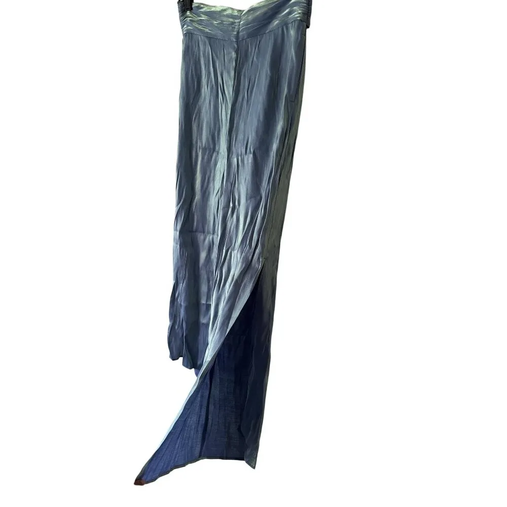 Halara  Silky Blue & Green Wide-Leg Palazzo Pants Womens S NWOT - Image 4