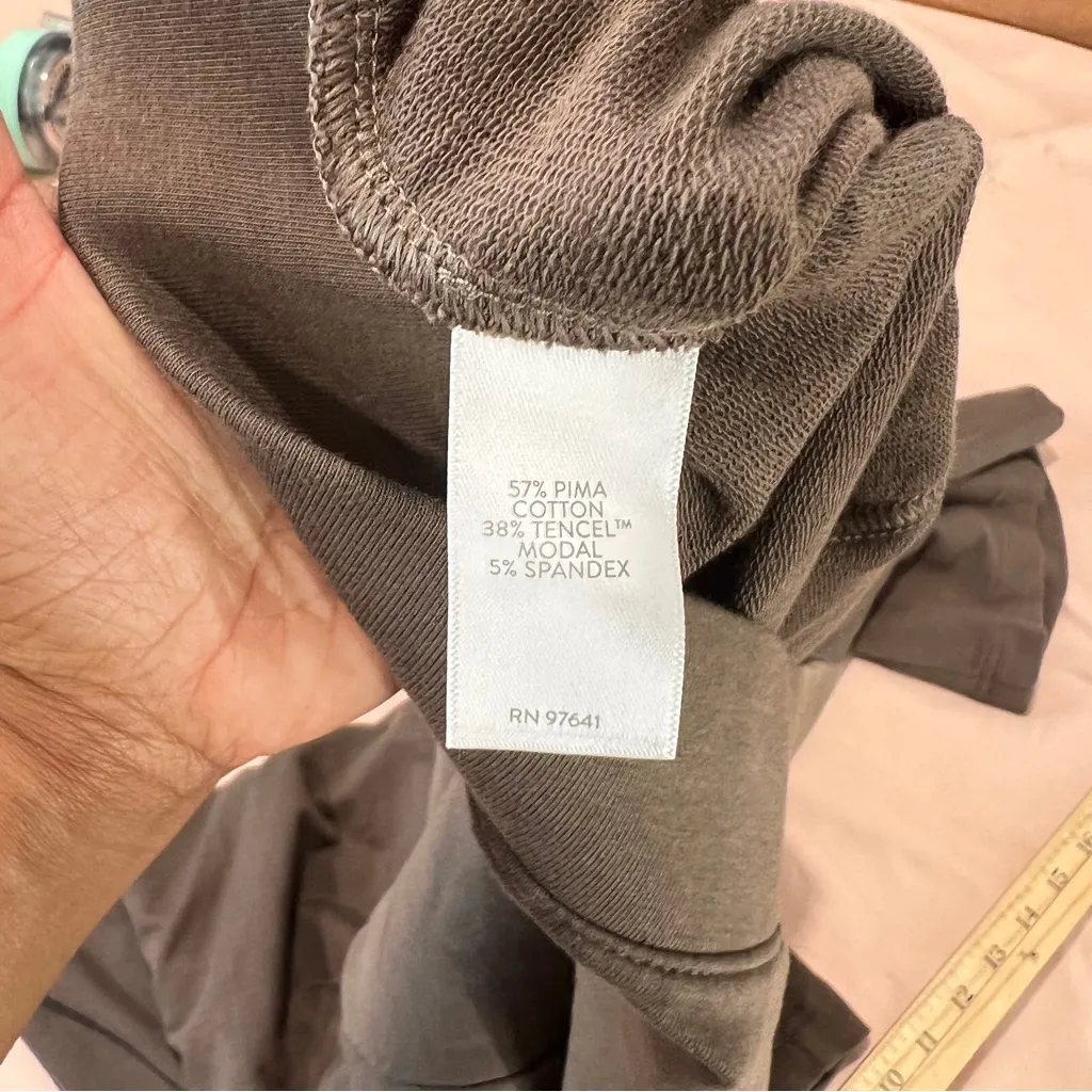 Pure J. Jill Women's Soft Pima Cotton Brown Cropped Wide Leg Pull On Pants 1X - Image 8