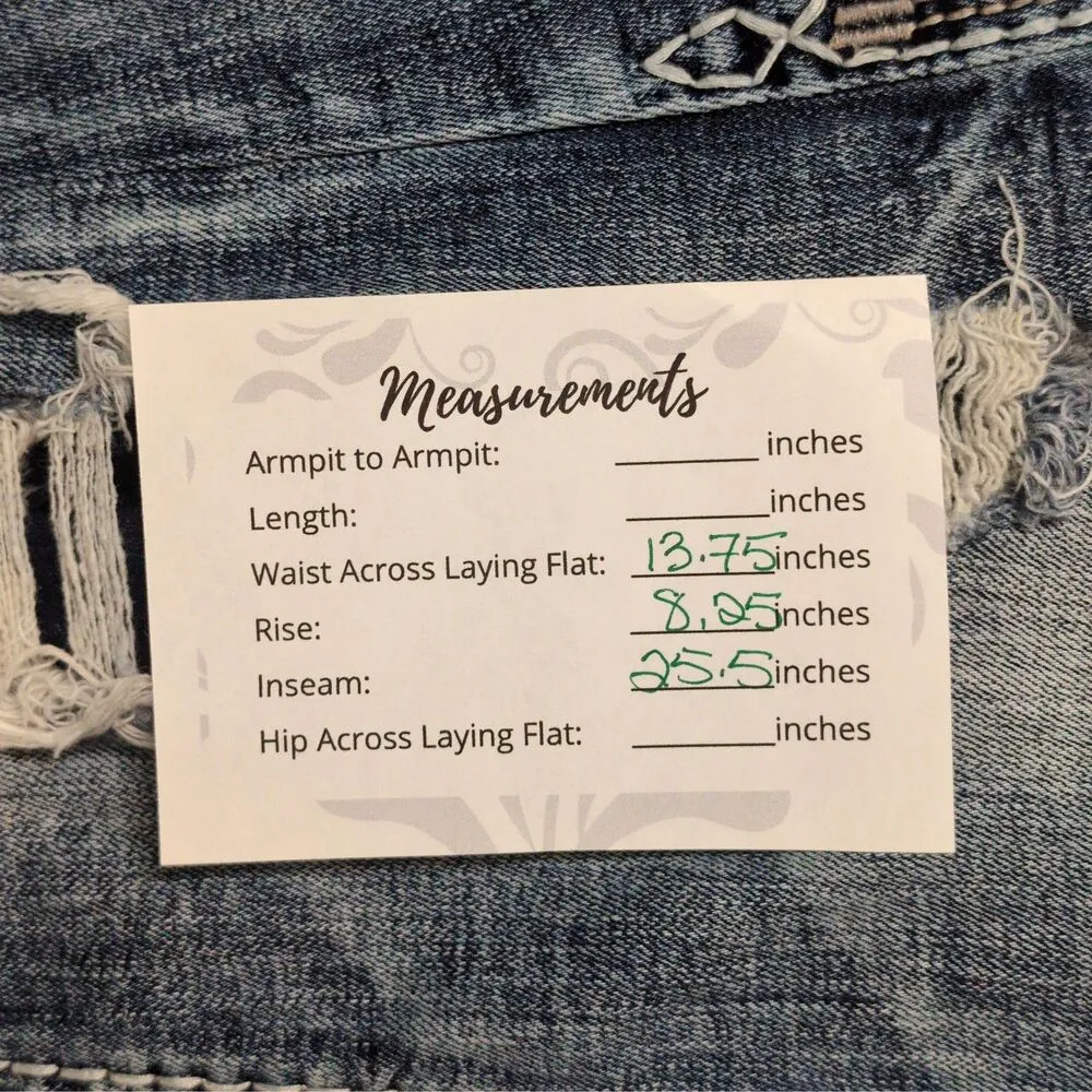 Rock Revival Blue Distressed Embroidered Rhinestone Agata Skinny Jeans Size 25 - Image 16