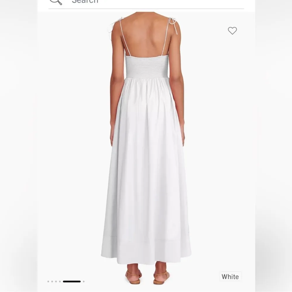 NWOT STAUD Landry Shoulder-Tie Smocked Cotton Maxi White Dress sz L - Image 4