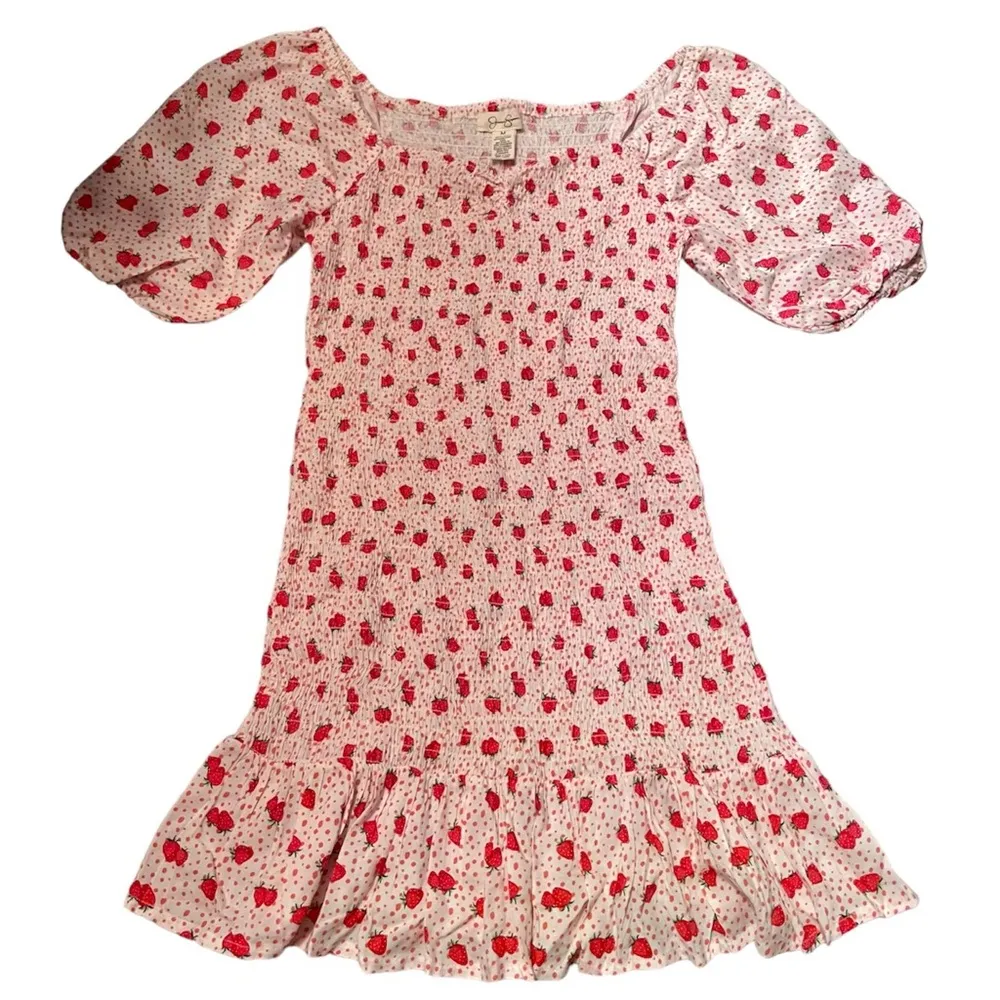 Strawberry Printed White Mini Dress - Image 3