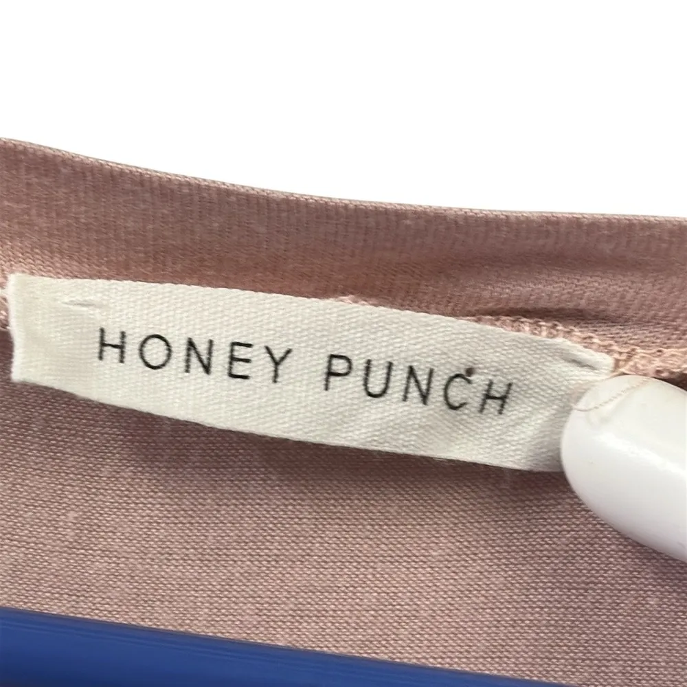 Honey Punch Dusty Pink Lace Detail Cuffed Short Sleeve A Line Scoop Neck Top XS - Image 10