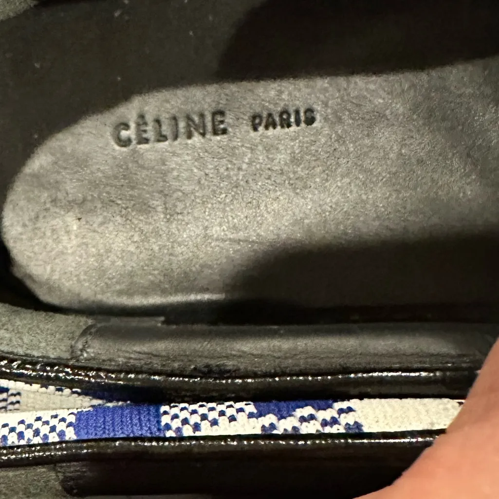 CELINE SLIPON COBALT BLUE WHITE GINGHAM CHECK LUXURY DESIGNER SNEAKERS - Image 6