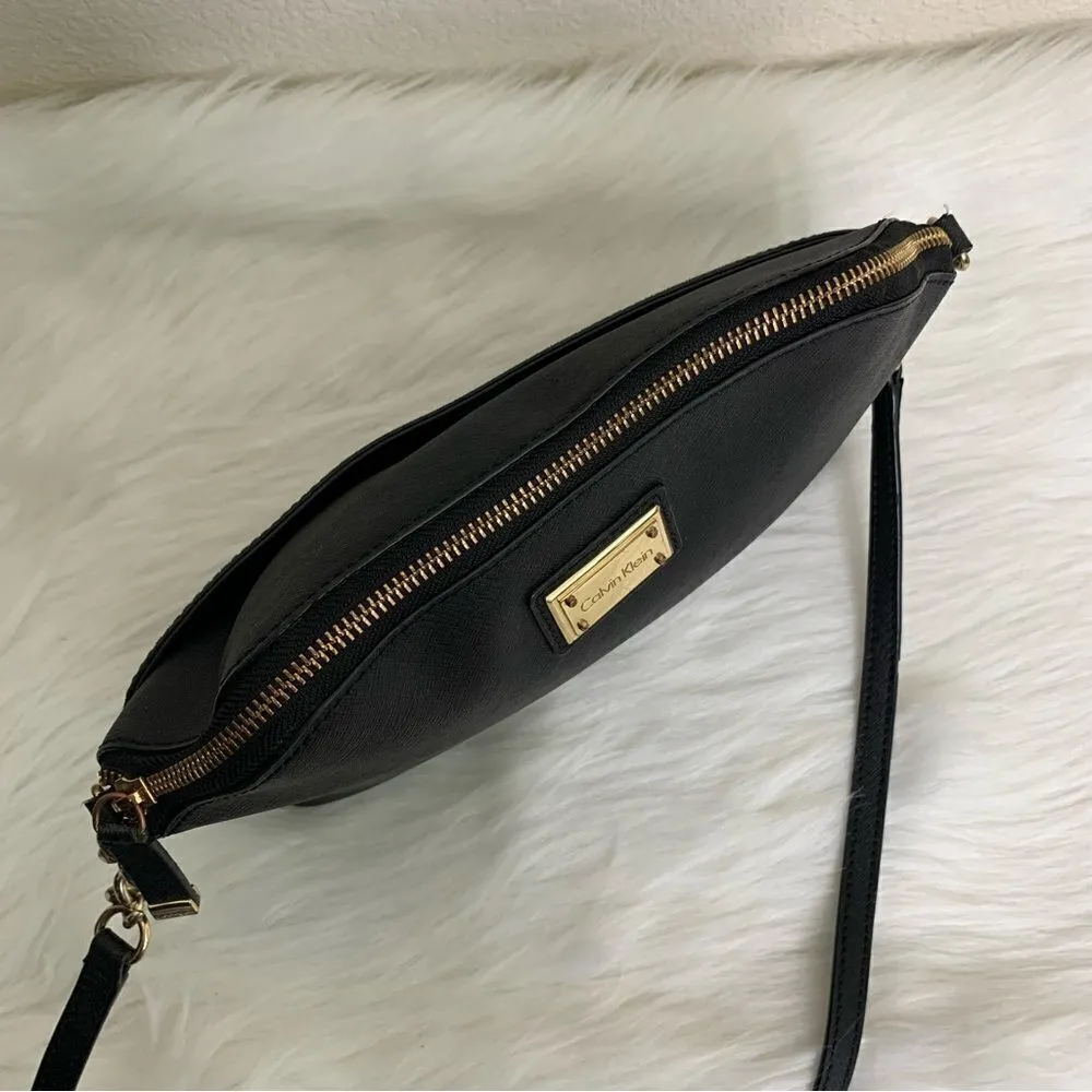 Calvin Klein Black Saffiano Top Zip Chain Crossbody Bag - Image 8