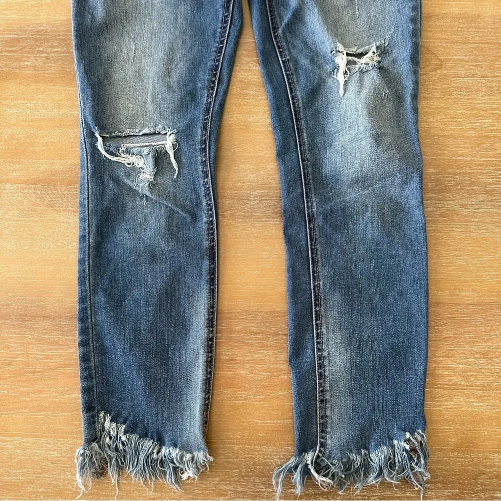 Free People Raw Hem Distressed Jeans - Image 6