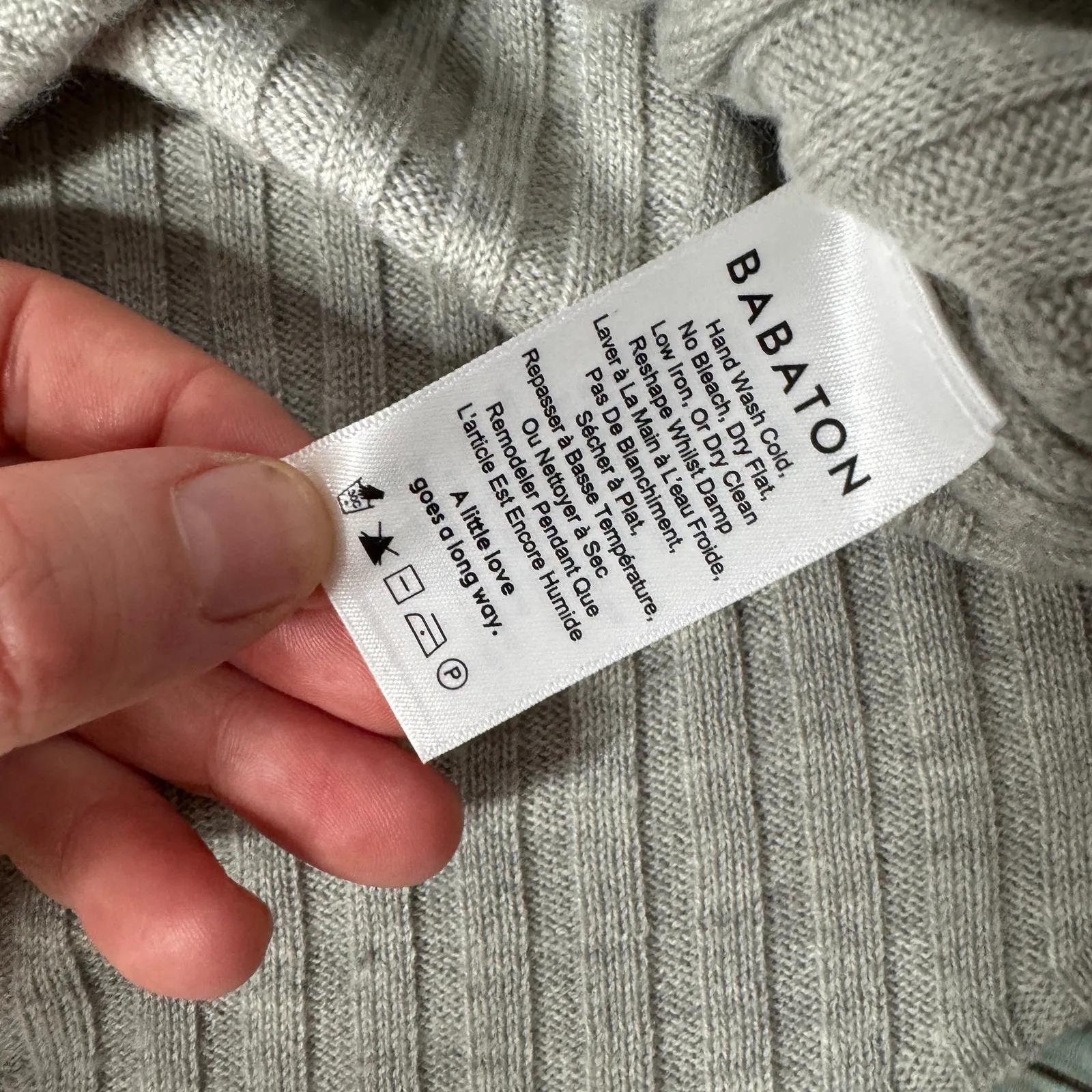 Babaton Ribbed Knit Sweater Gray Long Sleeve Crewneck Aritzia Wool/Linen Sm - Image 3