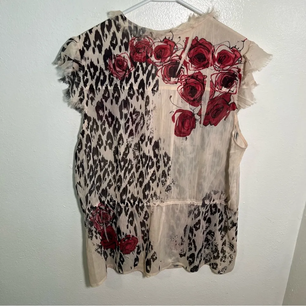 Jonathan Martin Button Down Blouse Beige Animal Print Floral 2X - Image 8