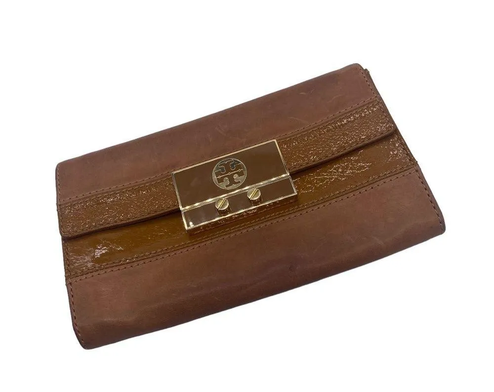 Tory Burch brown leather clutch - Image 3