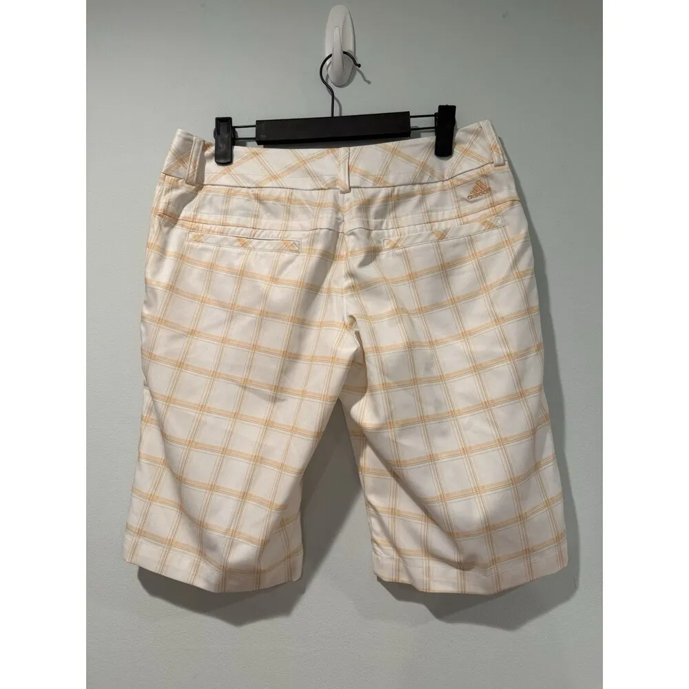 Adidas Climalite Bermuda Shorts Womens 4 Plaid Golf Travel Sports 12" Inseam - Image 2