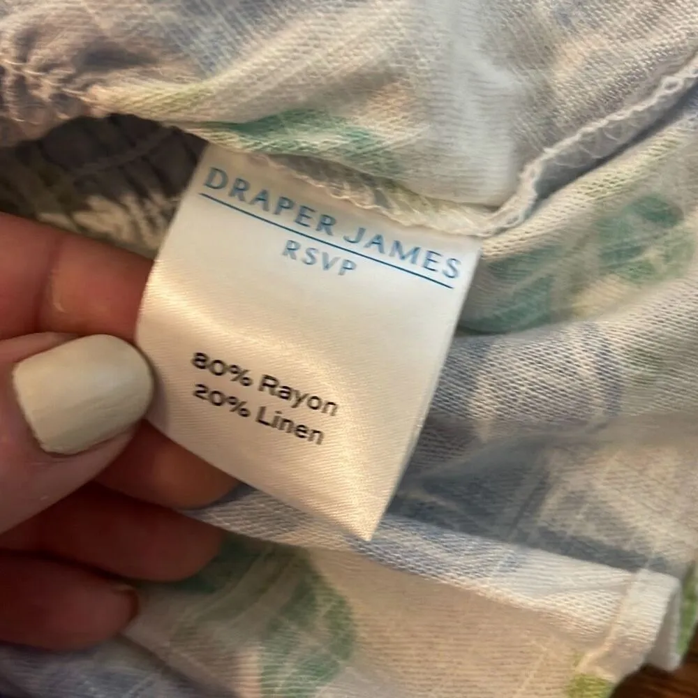 Draper James linen blend RSVP floral smocked cropped tank size Xl - Image 7