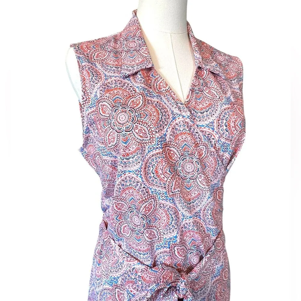Tori Richard Honolulu Charmed Life Venus Dress Sleeveless Wrap Pink Mosaic XL - Image 3