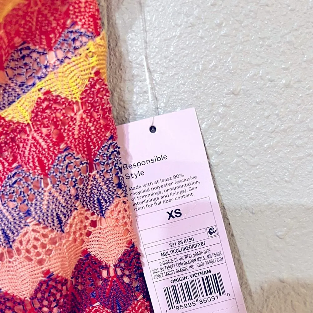 Wild fable Crochet Slip Dress W/ Tie Back , Side Slit Women's X-Small NWT - Image 5