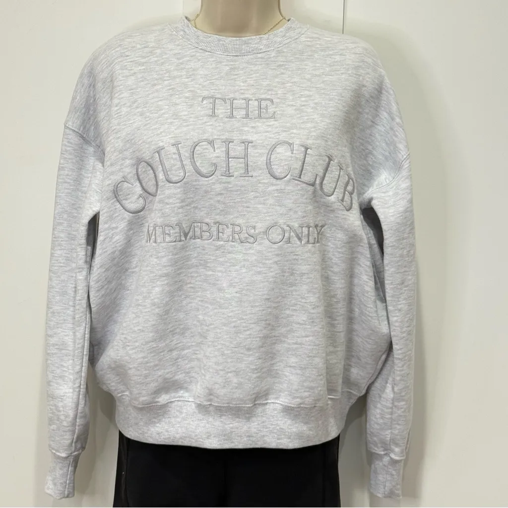 New The Couch Club Members Only Sweatshirt Small Gray Crewneck Comfy Cozy Gift - Image 2