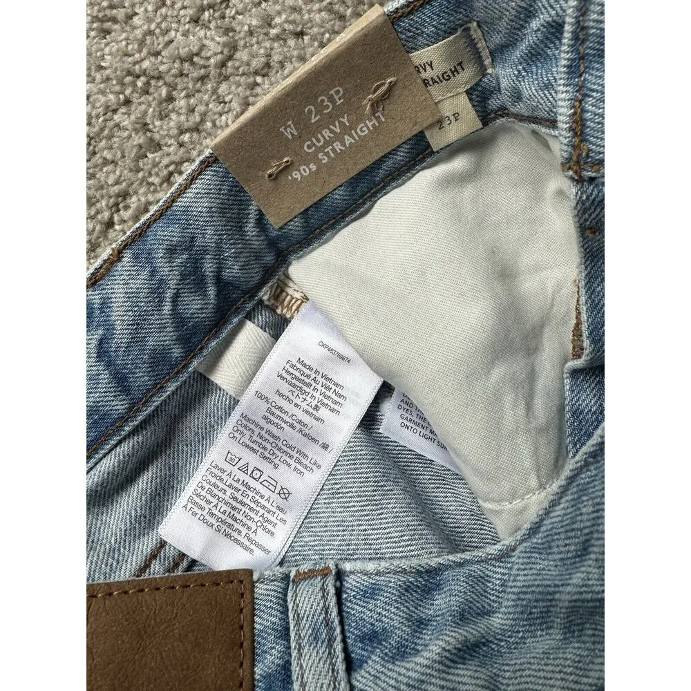 NWD Madewell Petite Curvy 90s Straight Leg Jeans Blue Revoir Wash Ripped Size 23 - Image 12