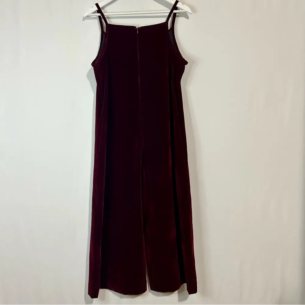 Wildfang Women’s Sleeveless Velvet Jumpsuit Burgundy Size Small FLAW Red - Image 9