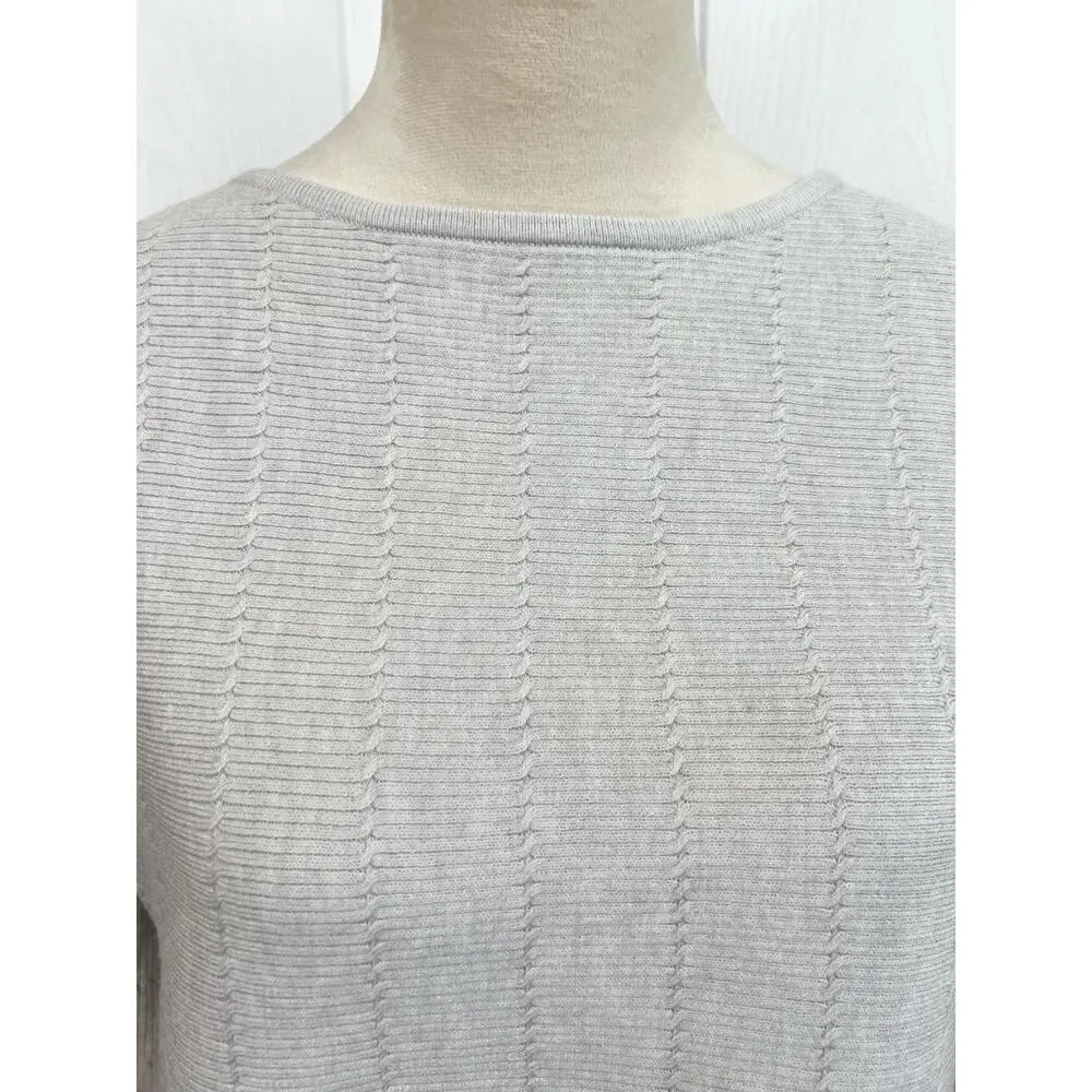 PREMISE Womens Size S Aluminum Heather Textured Knit Sweater Top Curved Hem Cozy - Image 4