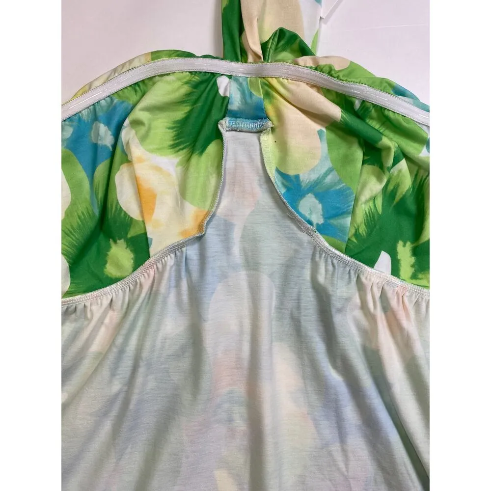 Grace Karin Tropical Print Criss Cross Halter Maxi Dress Size L Pockets Resort - Image 12