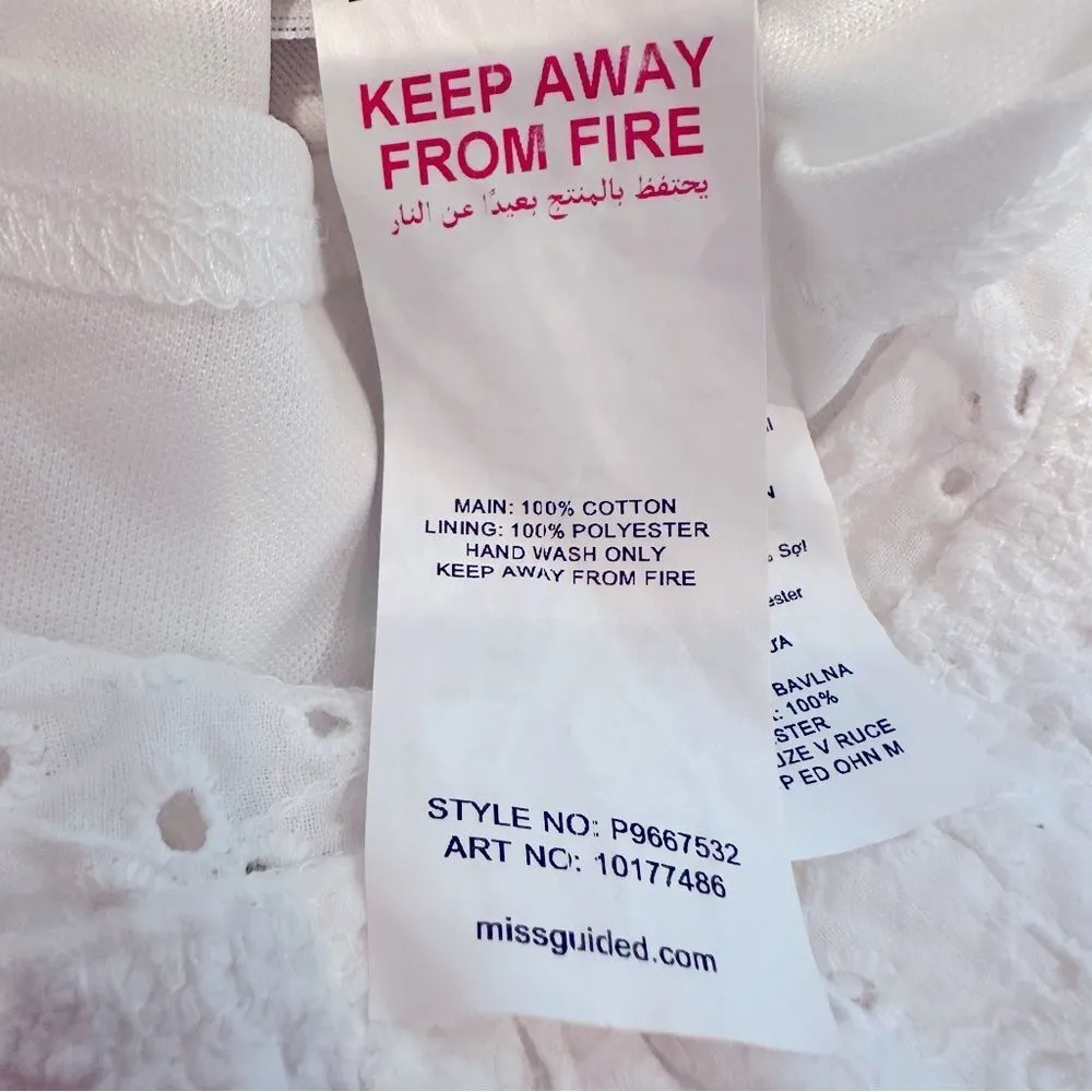 Missguided Eyelet Shorts Romper Women's 6 White Back Zip Fully Lined Tie Front - Image 9